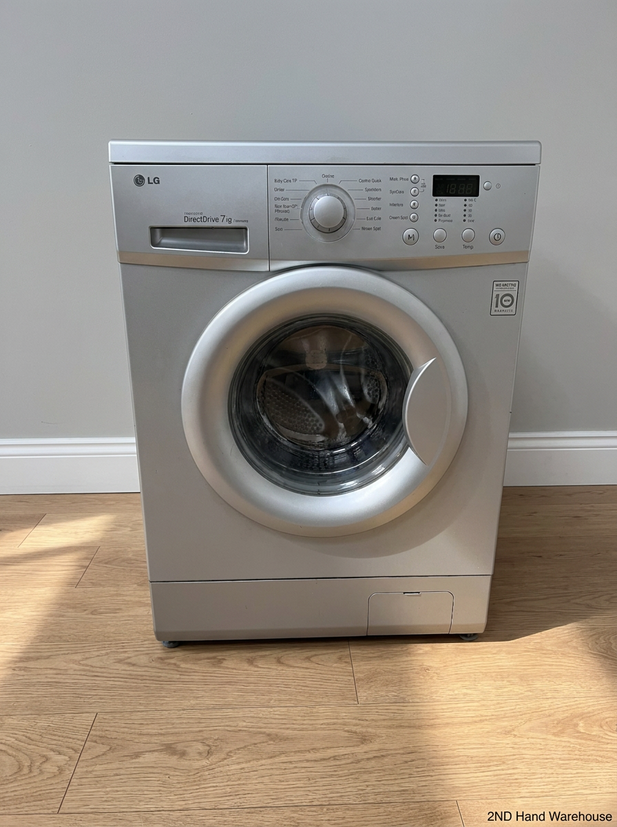 LG 7kg Front Loader Washing Machine in Silver — Good Working Order with Minor Scratches - 2ndhandwarehouse.com
