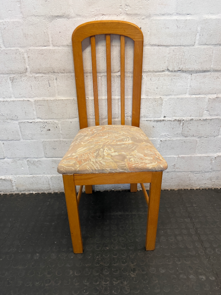 Solid Oak Upholstered Dining Chair — Very Good Condition - 2ndhandwarehouse.com