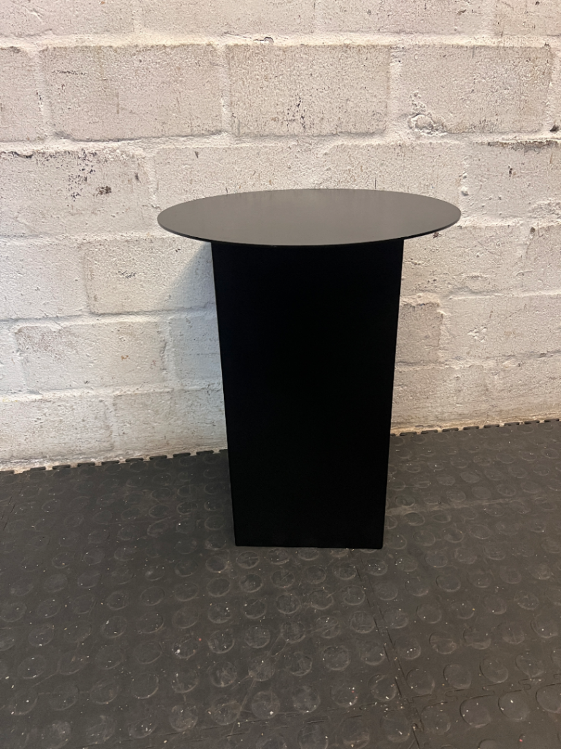 Contemporary Black Pedestal Bedside Table — Fair Condition With General Wear - 2ndhandwarehouse.com