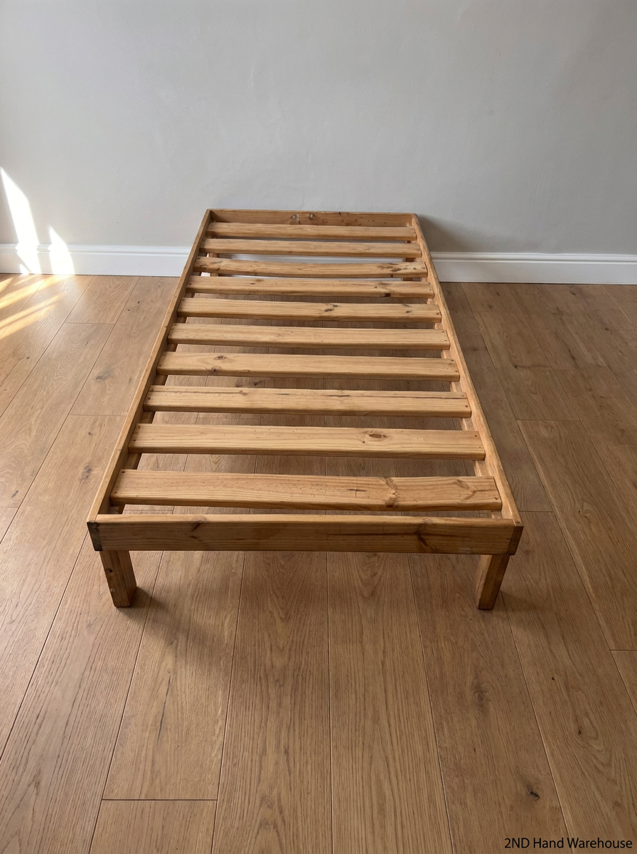 Classic Wooden Slatted Single Bed Frame — Great Condition - 2ndhandwarehouse.com