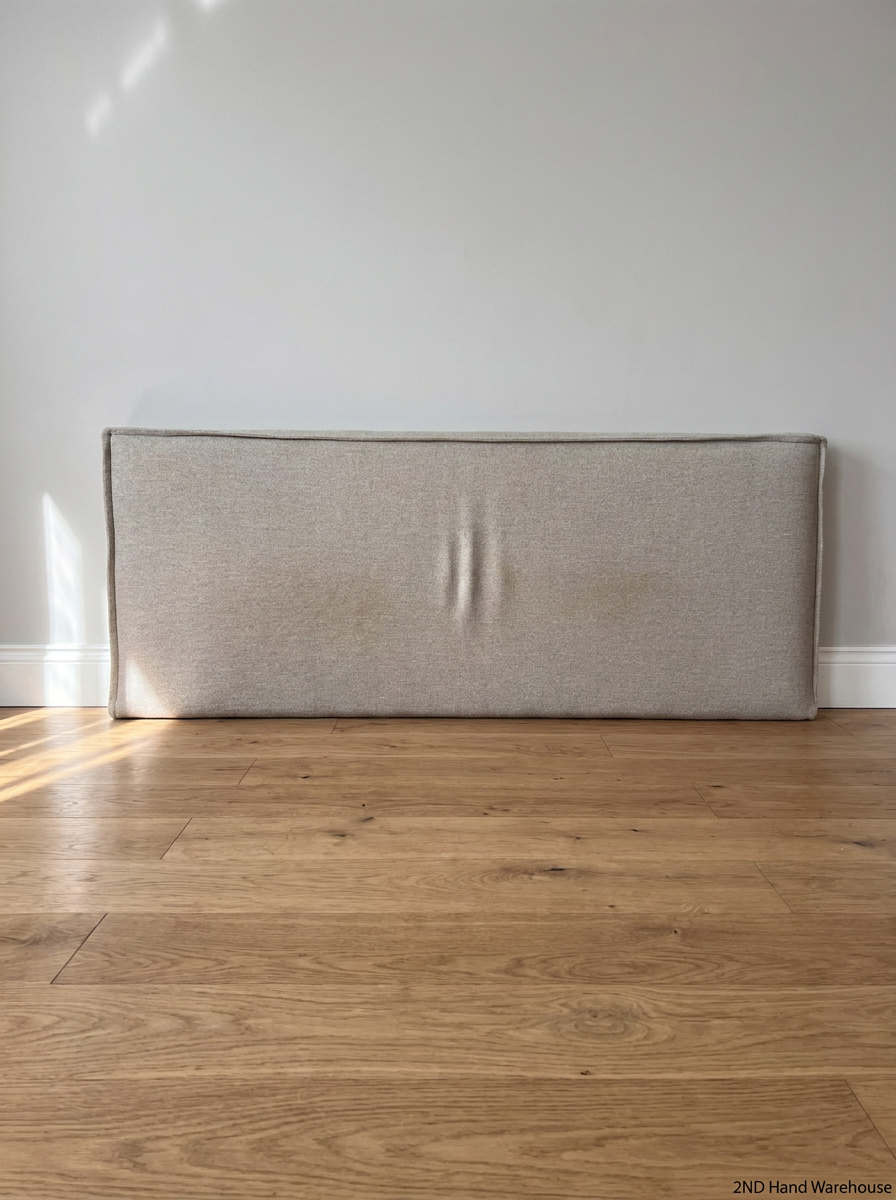 Plain Upholstered Double Headboard in Light Grey Fabric - 2ndhandwarehouse.com