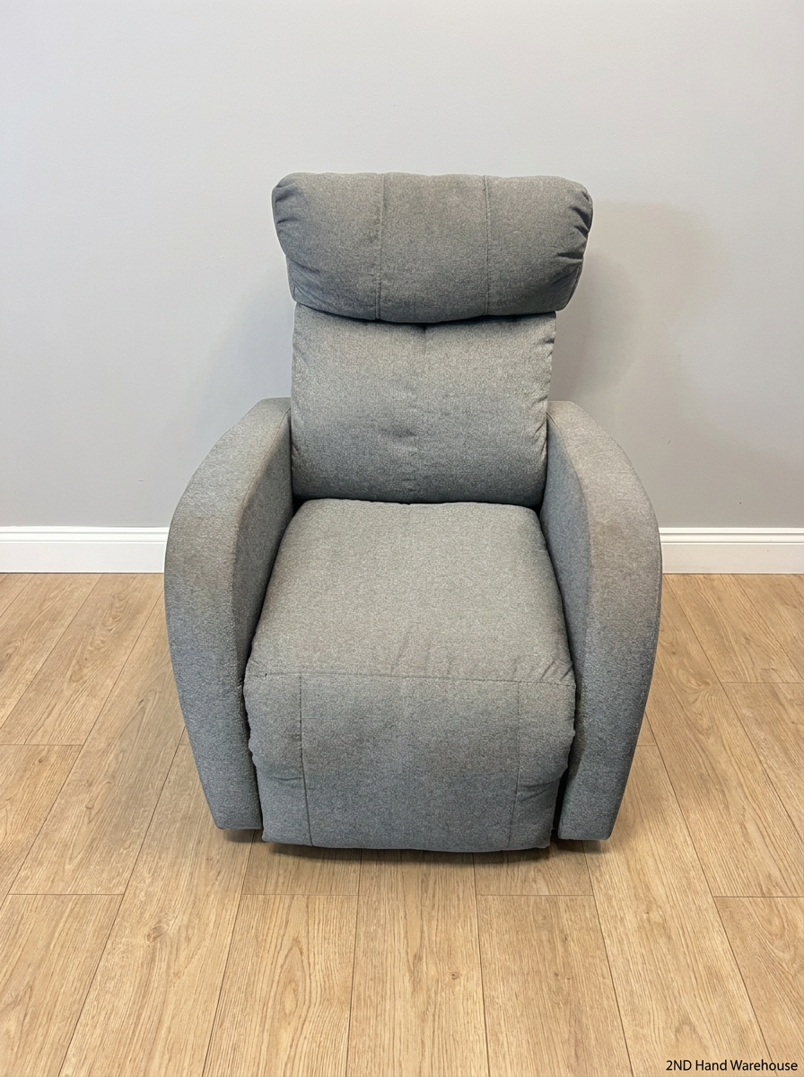 Grey Fabric High Back 1 Seater Couch — Visible Wear and Marking on F - 2ndhandwarehouse.com