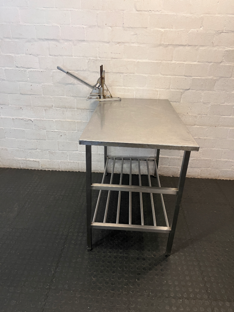 Stainless Steel Prep Table with Integrated Cutter - 2ndhandwarehouse.com