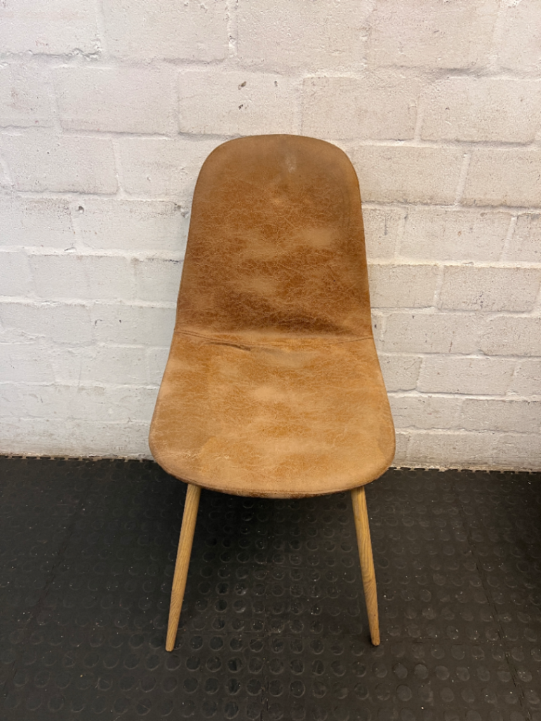 Modern Tan Faux-Leather Dining Chair with Tapered Legs - 2ndhandwarehouse.com