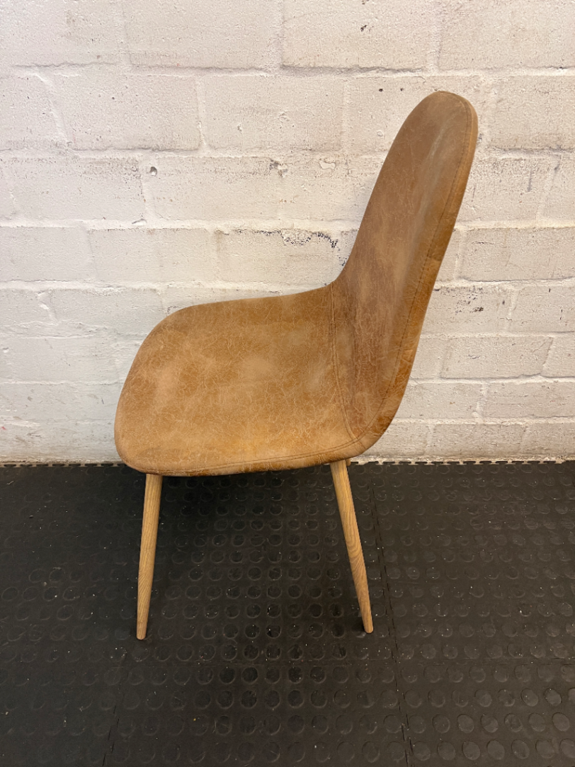 Modern Tan Faux-Leather Dining Chair with Tapered Legs - 2ndhandwarehouse.com