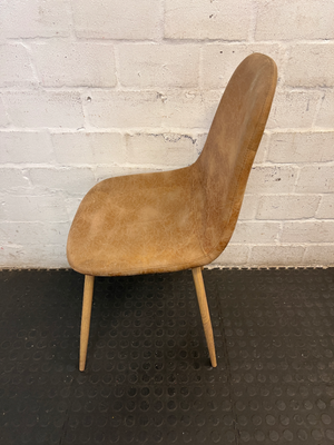 Modern Tan Faux-Leather Dining Chair with Tapered Legs - 2ndhandwarehouse.com