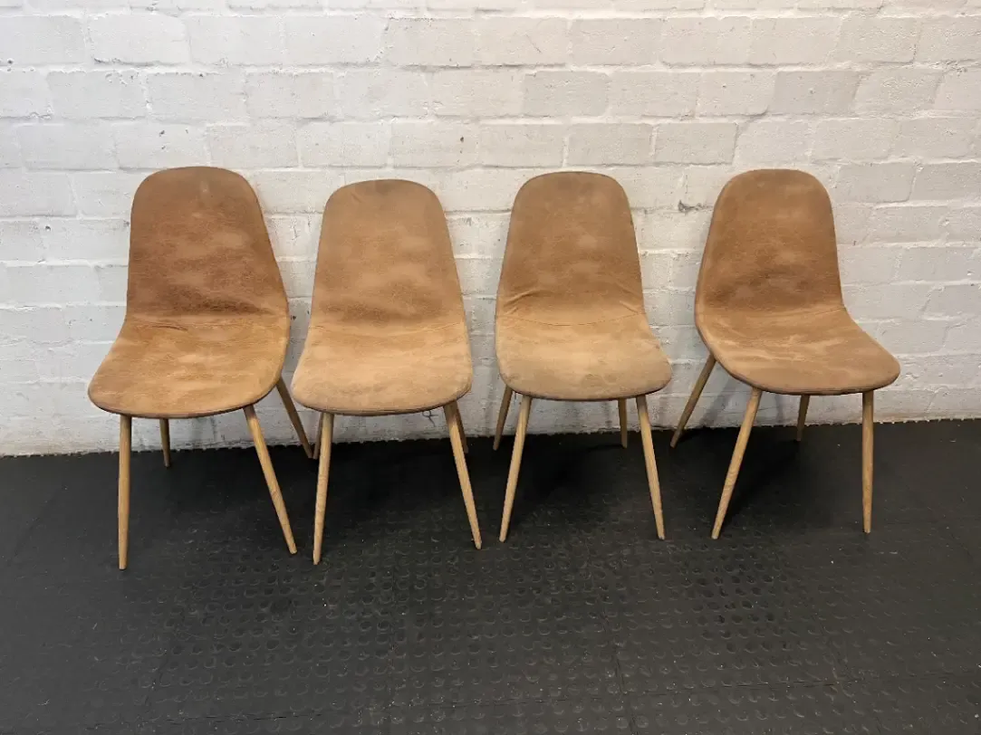 Modern Tan Faux-Leather Dining Chair with Tapered Legs - 2ndhandwarehouse.com