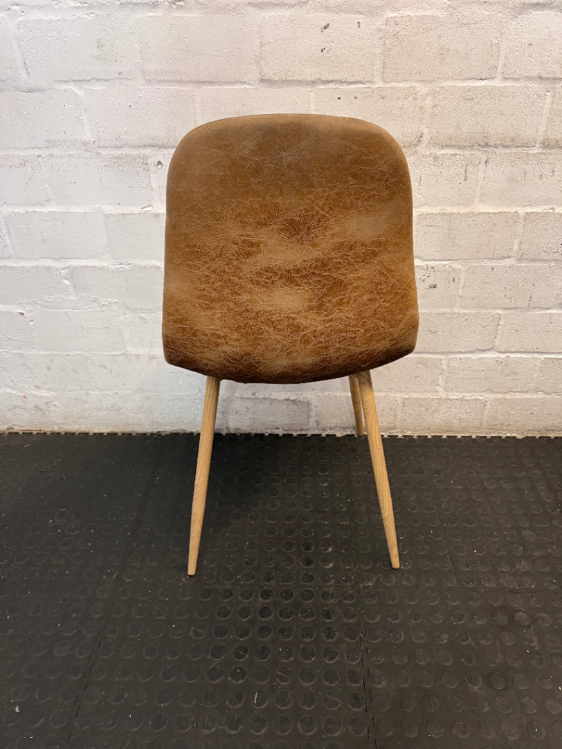 Modern Tan Faux-Leather Dining Chair with Tapered Legs - 2ndhandwarehouse.com