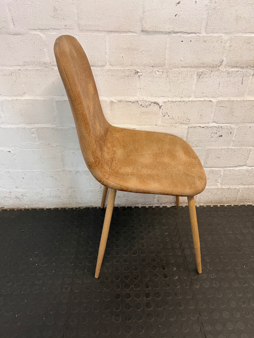 Modern Tan Faux-Leather Dining Chair with Tapered Legs - 2ndhandwarehouse.com