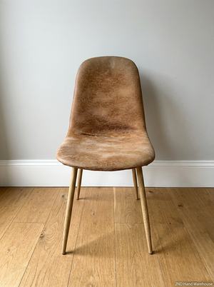 Modern Tan Faux-Leather Dining Chair with Tapered Legs - 2ndhandwarehouse.com