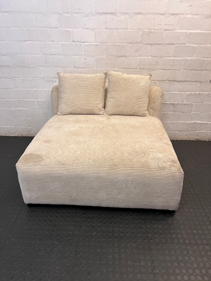 Cream Corduroy Armless 2 Seater Couch - 2ndhandwarehouse.com