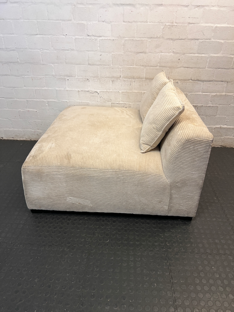 Cream Corduroy Armless 2 Seater Couch - 2ndhandwarehouse.com