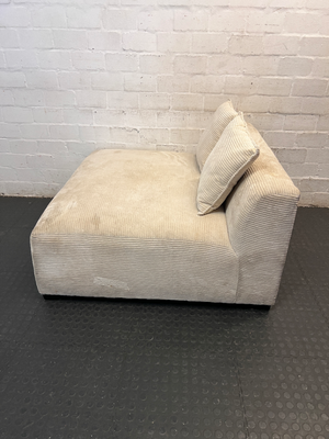 Cream Corduroy Armless 2 Seater Couch - 2ndhandwarehouse.com