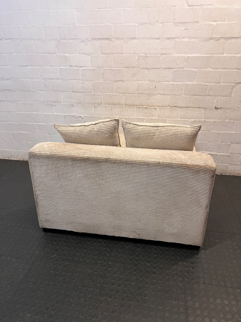 Cream Corduroy Armless 2 Seater Couch - 2ndhandwarehouse.com