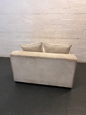 Cream Corduroy Armless 2 Seater Couch - 2ndhandwarehouse.com