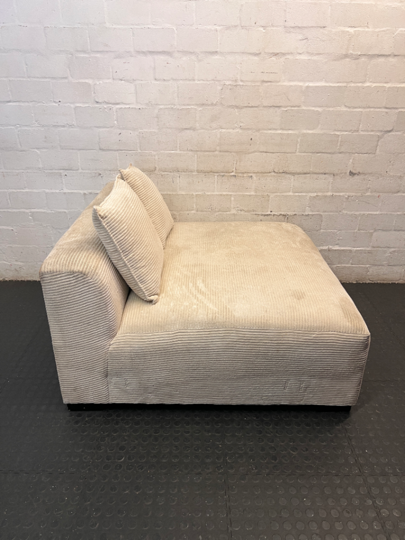 Cream Corduroy Armless 2 Seater Couch - 2ndhandwarehouse.com