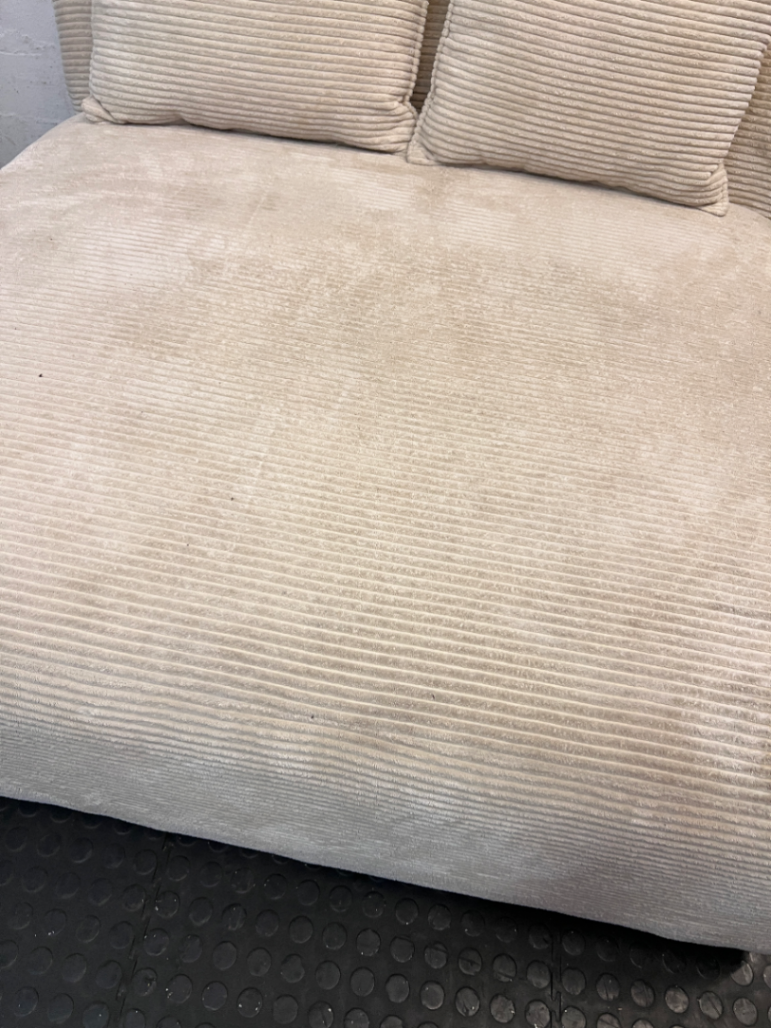 Cream Corduroy Armless 2 Seater Couch - 2ndhandwarehouse.com