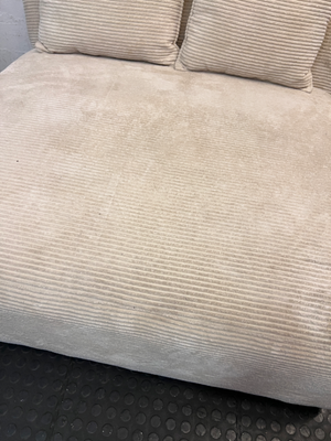 Cream Corduroy Armless 2 Seater Couch - 2ndhandwarehouse.com