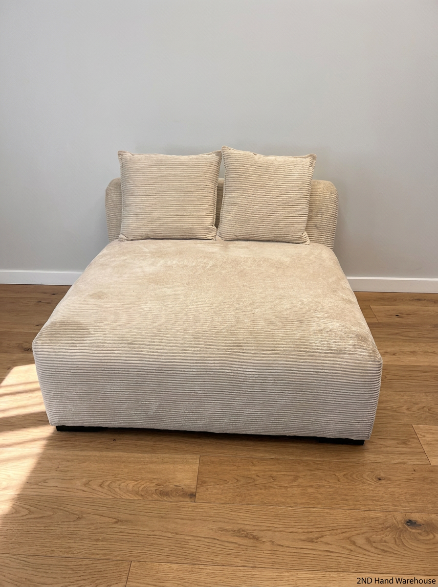 Cream Corduroy Armless 2 Seater Couch - 2ndhandwarehouse.com