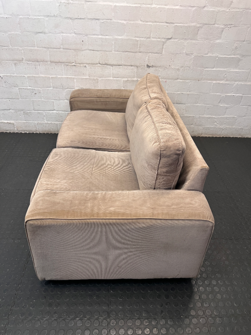 Tan Corduroy Fabric 2 Seater Couch - 2ndhandwarehouse.com