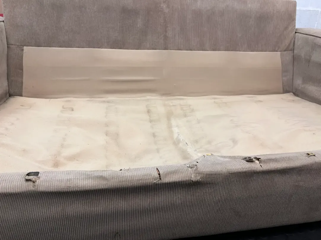 Tan Corduroy Fabric 2 Seater Couch - 2ndhandwarehouse.com