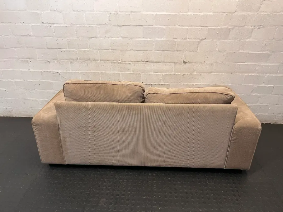 Tan Corduroy Fabric 2 Seater Couch - 2ndhandwarehouse.com