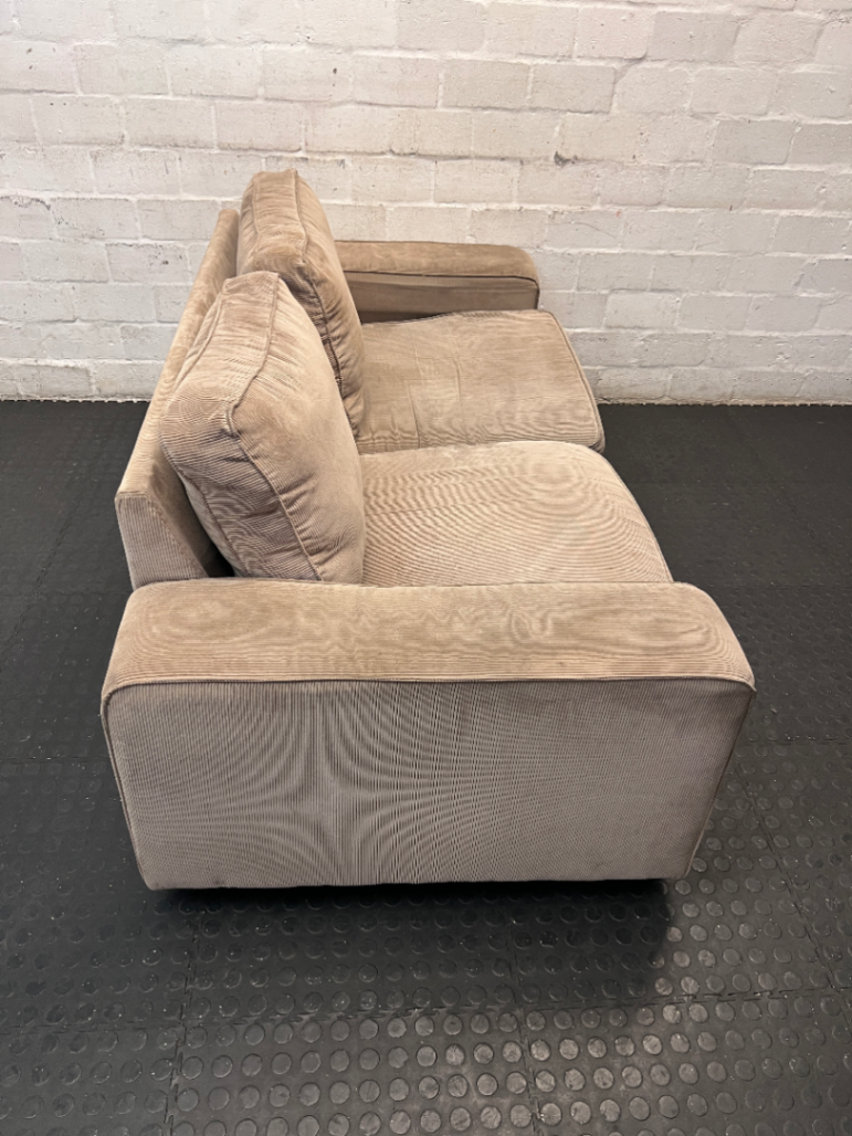 Tan Corduroy Fabric 2 Seater Couch - 2ndhandwarehouse.com