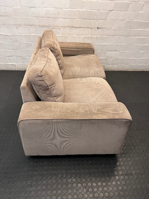 Tan Corduroy Fabric 2 Seater Couch - 2ndhandwarehouse.com