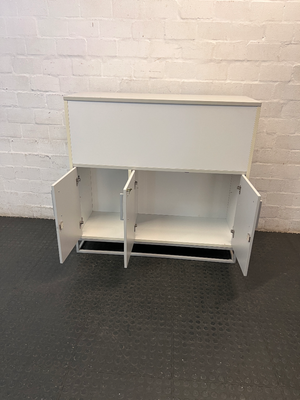 Modern Grey and White Three-Door Office Cupboard - 2ndhandwarehouse.com