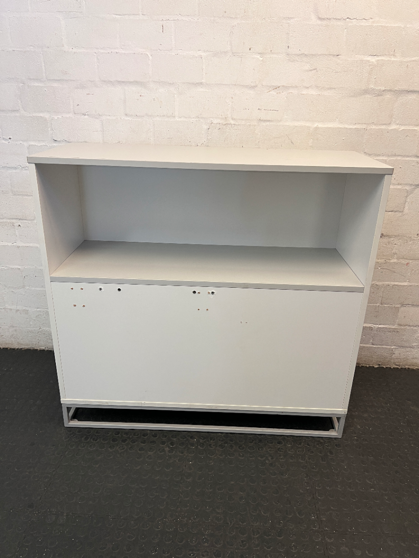 Modern Grey and White Three-Door Office Cupboard - 2ndhandwarehouse.com