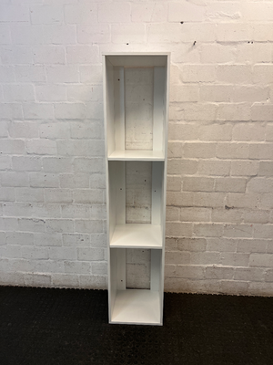 Slim White Three-Tier Floating Back Bookshelf - 2ndhandwarehouse.com