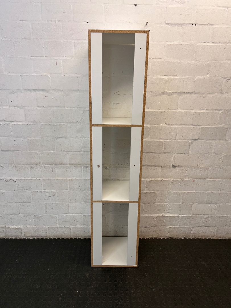 Slim White Three-Tier Floating Back Bookshelf - 2ndhandwarehouse.com