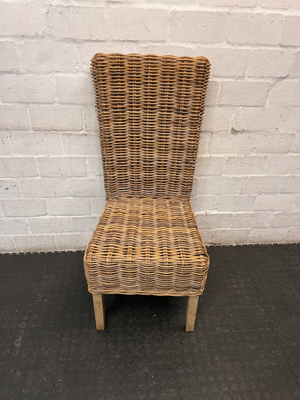 High-Back Woven Rattan Dining Chair — Good Working O - 2ndhandwarehouse.com