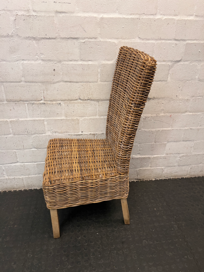 High-Back Woven Rattan Dining Chair — Good Working O - 2ndhandwarehouse.com