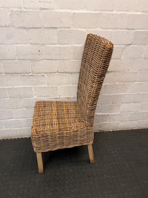 High-Back Woven Rattan Dining Chair — Good Working O - 2ndhandwarehouse.com