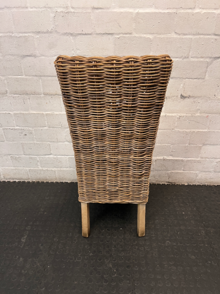 High-Back Woven Rattan Dining Chair — Good Working O - 2ndhandwarehouse.com