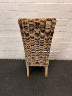 High-Back Woven Rattan Dining Chair — Good Working O - 2ndhandwarehouse.com