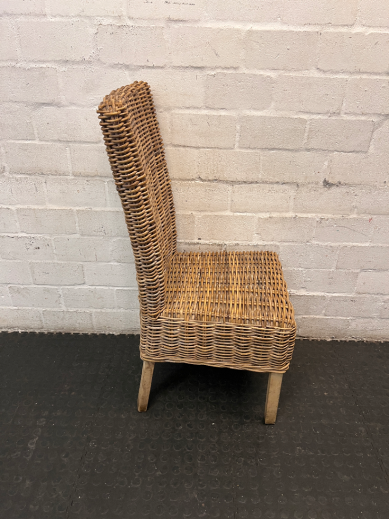 High-Back Woven Rattan Dining Chair — Good Working O - 2ndhandwarehouse.com