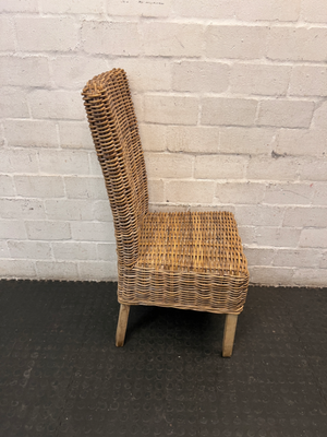 High-Back Woven Rattan Dining Chair — Good Working O - 2ndhandwarehouse.com