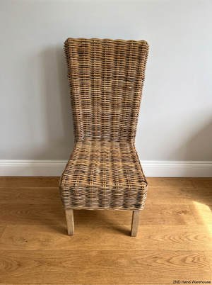 High-Back Woven Rattan Dining Chair — Good Working O - 2ndhandwarehouse.com