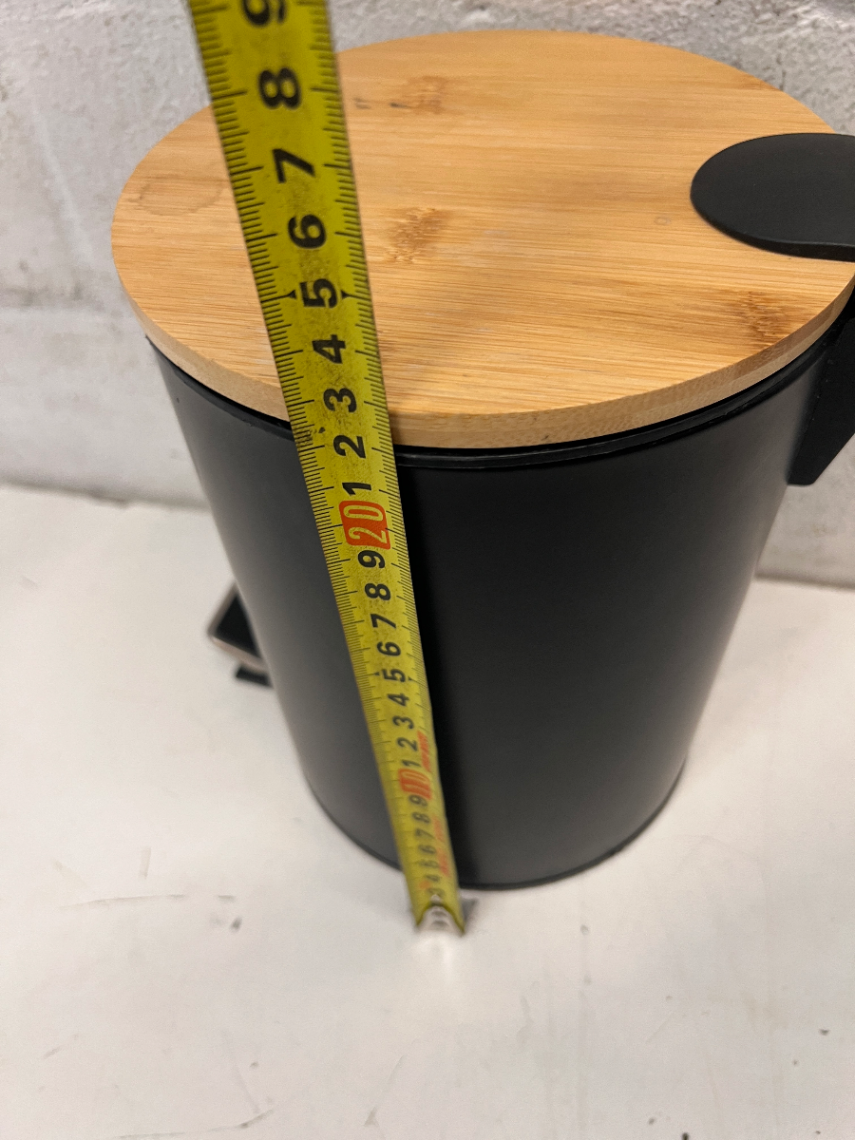 Matte Black Pedal Bin with Bamboo Lid — Good C - 2ndhandwarehouse.com