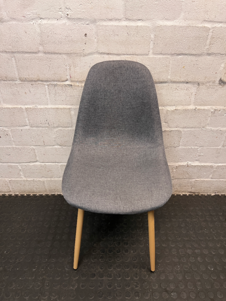 Modern Grey Fabric Dining Chair with Wooden Legs - 2ndhandwarehouse.com
