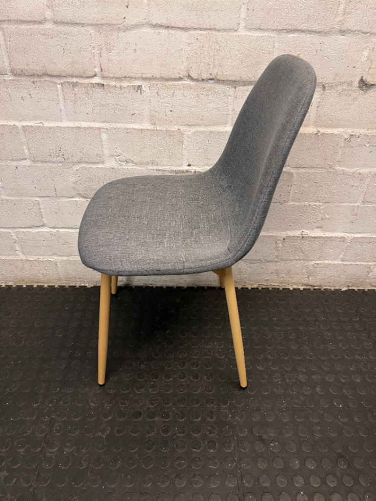 Modern Grey Fabric Dining Chair with Wooden Legs - 2ndhandwarehouse.com