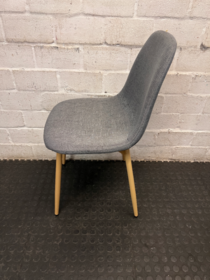 Modern Grey Fabric Dining Chair with Wooden Legs - 2ndhandwarehouse.com