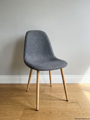 Modern Grey Fabric Dining Chair with Wooden Legs - 2ndhandwarehouse.com
