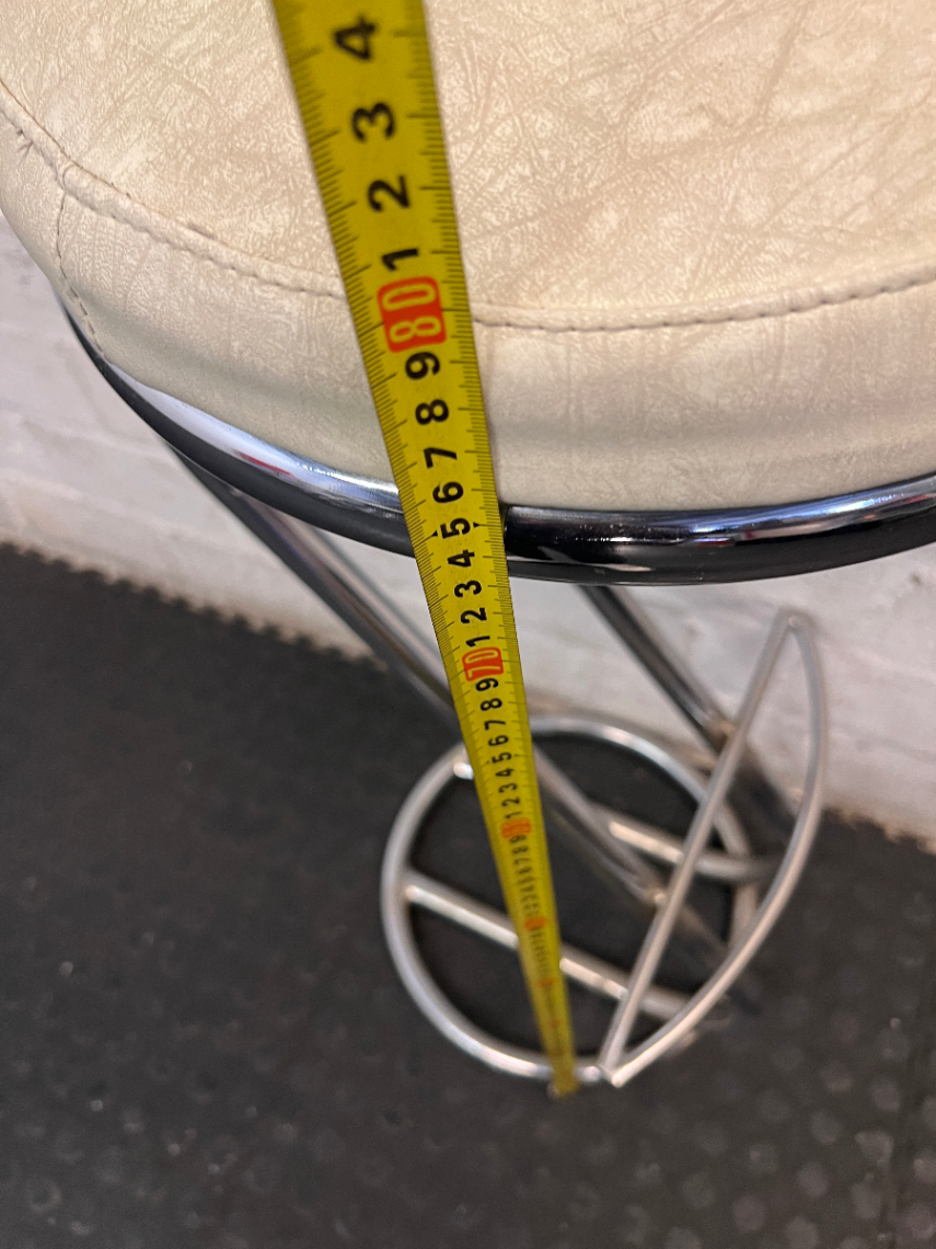 White Faux Leather Bar Stool with Chrome Frame — Used with Normal Wear and Tear