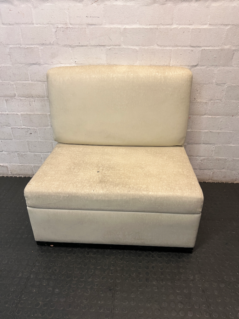 Armless Single Seater Couch in Textured Light Fabric