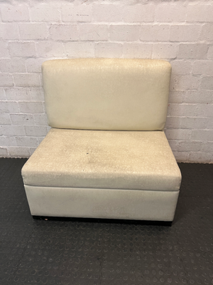 Armless Single Seater Couch in Textured Light Fabric