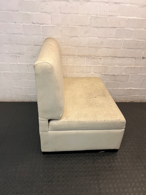 Armless Single Seater Couch in Textured Light Fabric