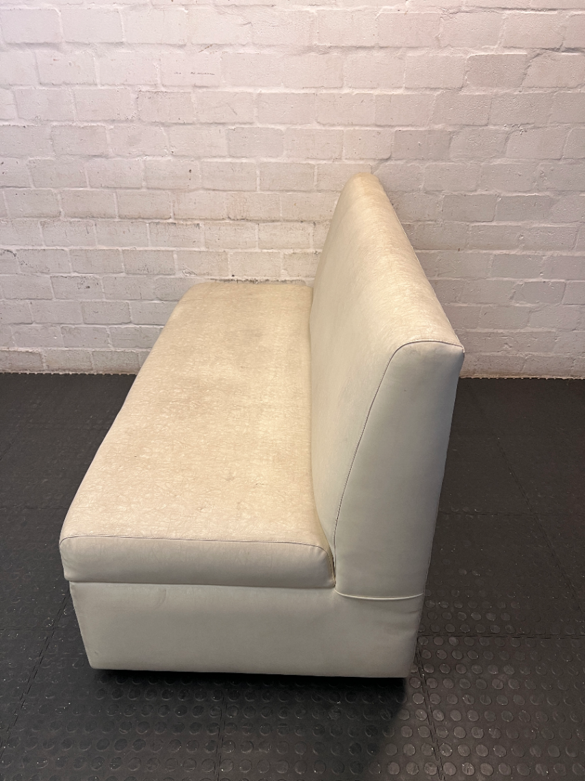 White Textured Pleather Armless 2 Seater Couch — Used and Fully Functional - 2ndhandwarehouse.com